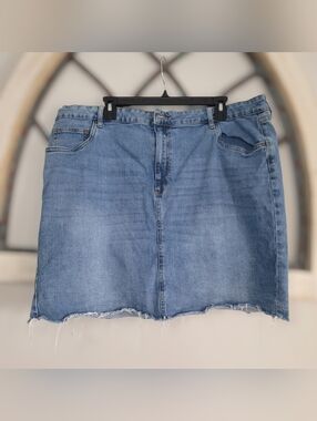 Cotton:On, Raw Hem Mini Skirt Blue Denim Womens Size 18